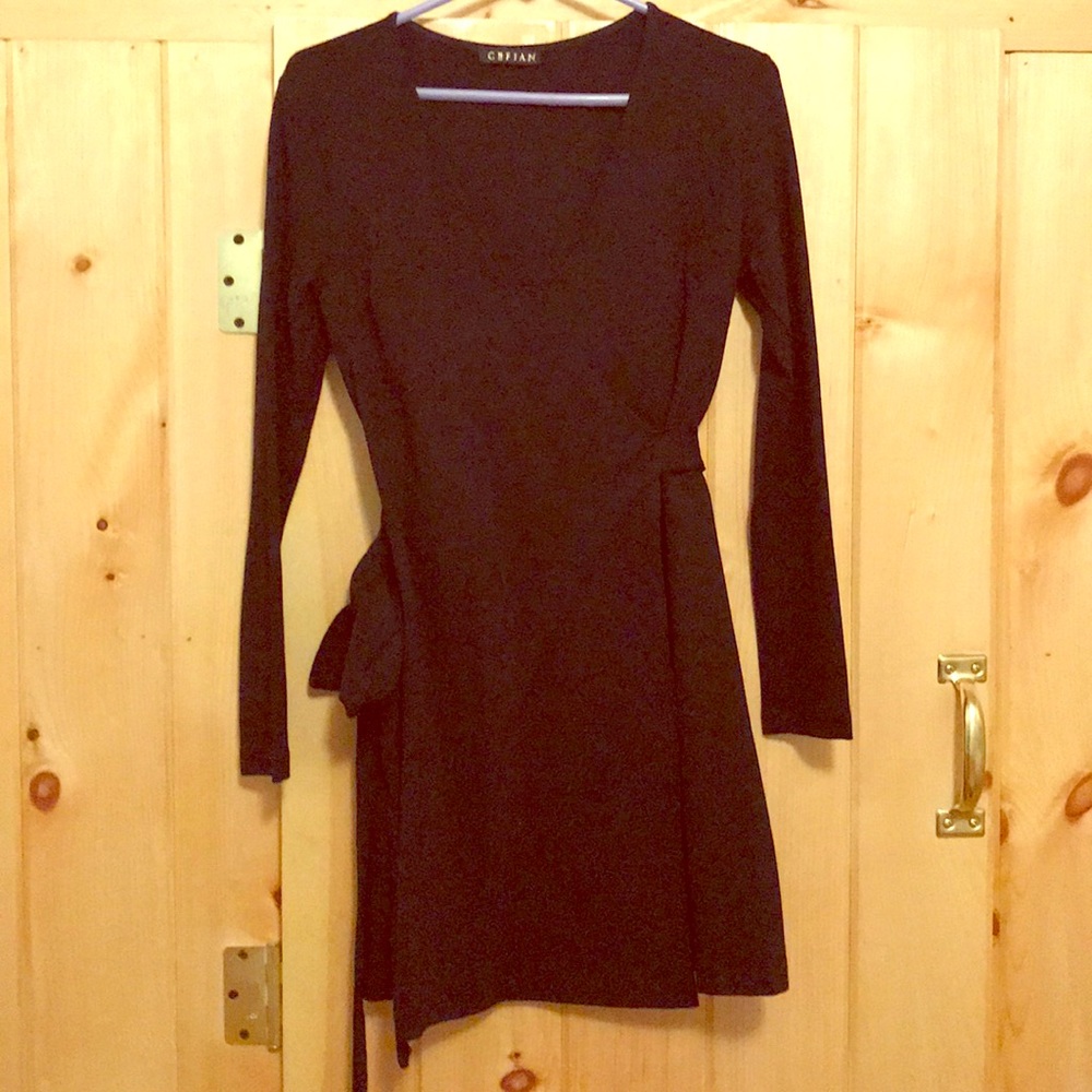 Black wrap mini dress